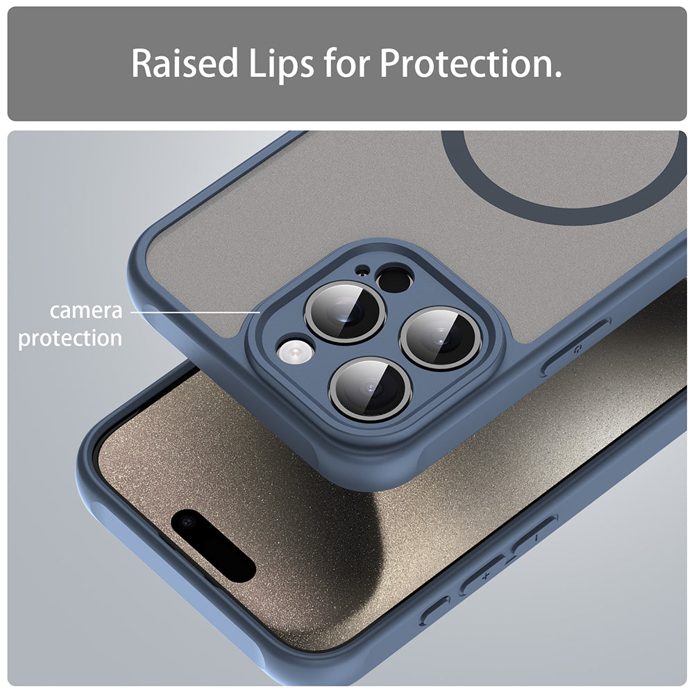 MagSafe-deksel for Apple iPhone 15 Pro, Techsuit, HaloFrost II, Marineblå