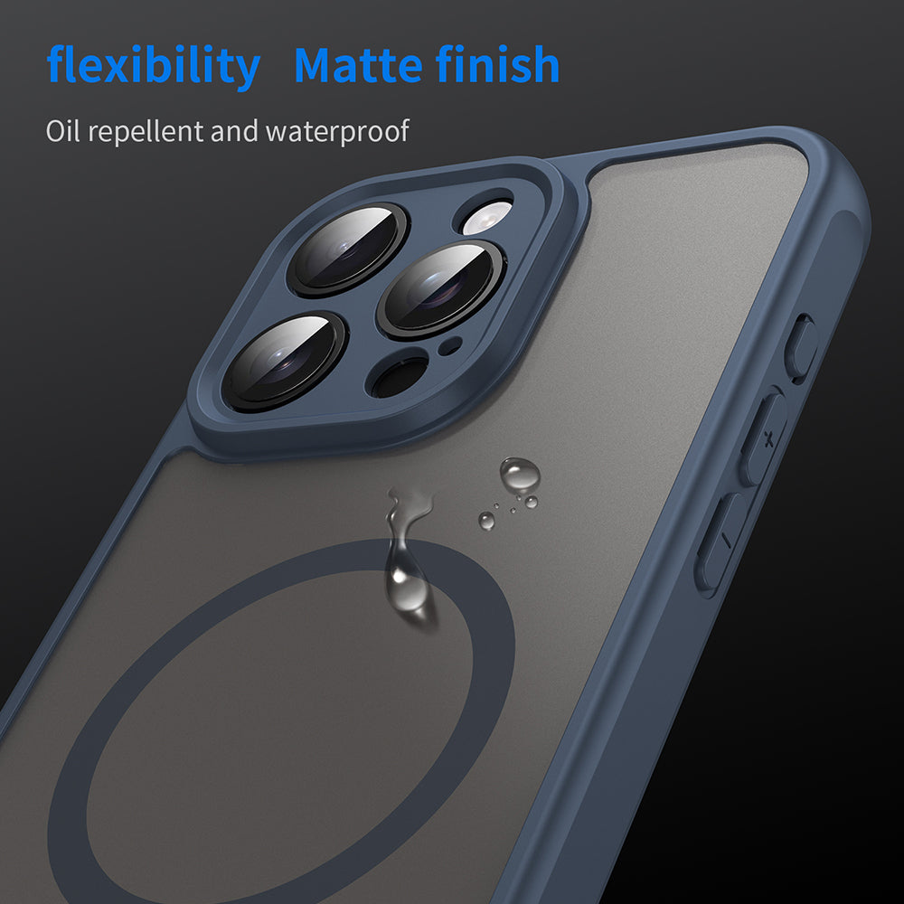 MagSafe-deksel for Apple iPhone 15 Pro, Techsuit, HaloFrost II, Marineblå