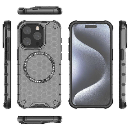 MagSafe-deksel for Apple iPhone 15 Pro, Techsuit, HoneyComb Shield, Svart