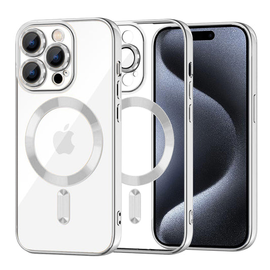 MagSafe-deksel for Apple iPhone 15 Pro, Techsuit, Luxury Crystal, Sølv