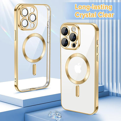 MagSafe-deksel for Apple iPhone 15 Pro, Techsuit, Luxury Crystal, Gullfarget