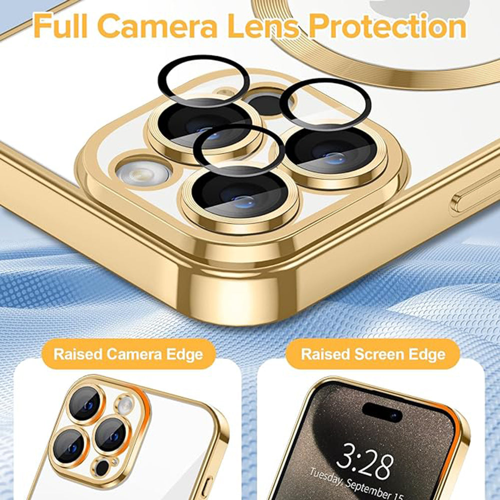 MagSafe-deksel for Apple iPhone 15 Pro, Techsuit, Luxury Crystal, Gullfarget