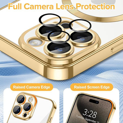 MagSafe-deksel for Apple iPhone 15 Pro, Techsuit, Luxury Crystal, Gullfarget