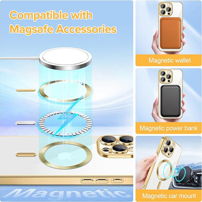 MagSafe-deksel for Apple iPhone 15 Pro, Techsuit, Luxury Crystal, Gullfarget