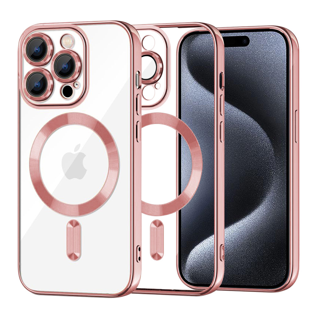 MagSafe-deksel for Apple iPhone 15 Pro, Techsuit, Luxury Crystal, Rosa
