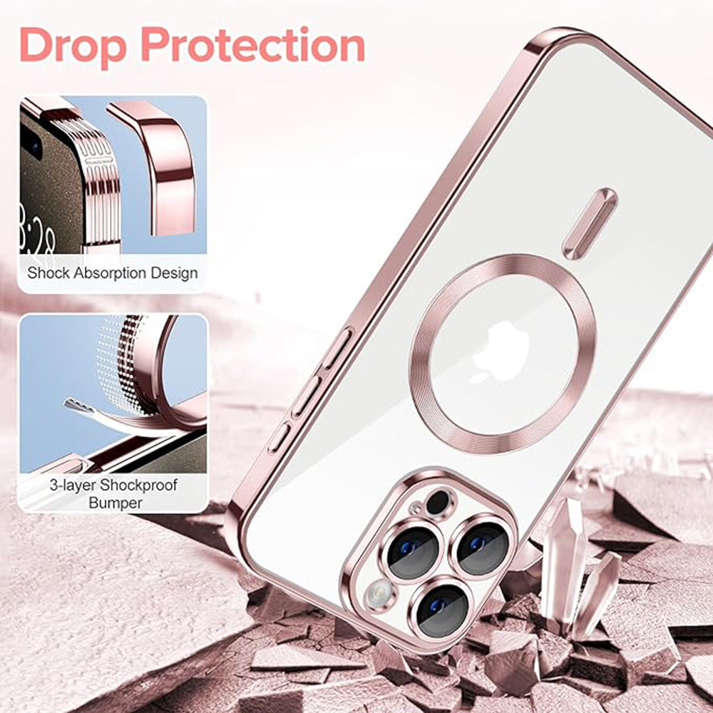 MagSafe-deksel for Apple iPhone 15 Pro, Techsuit, Luxury Crystal, Rosa