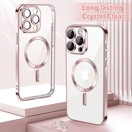 MagSafe-deksel for Apple iPhone 15 Pro, Techsuit, Luxury Crystal, Rosa