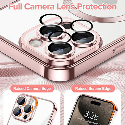 MagSafe-deksel for Apple iPhone 15 Pro, Techsuit, Luxury Crystal, Rosa