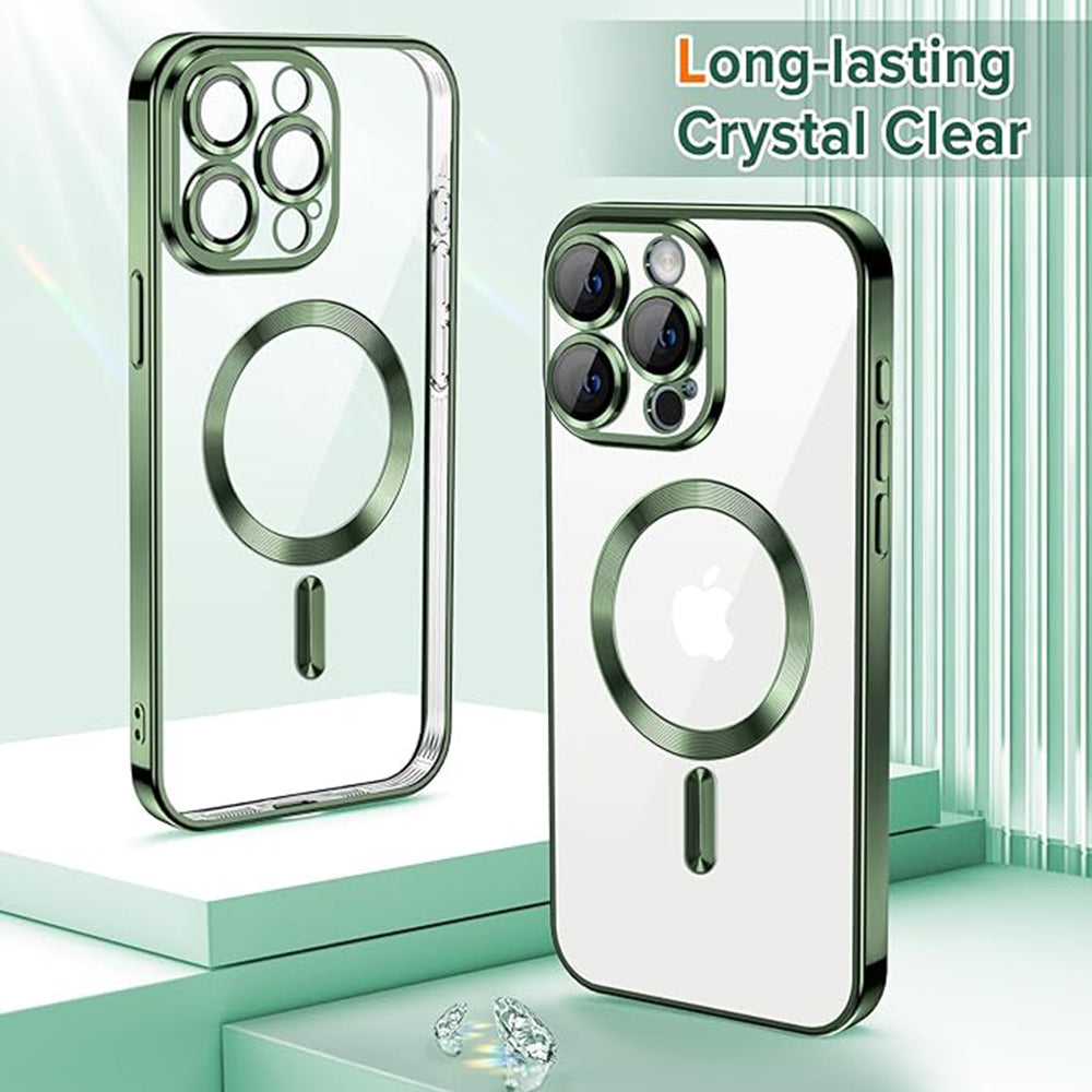 MagSafe-deksel for Apple iPhone 15 Pro, Techsuit, Luxury Crystal, Mørkegrønn