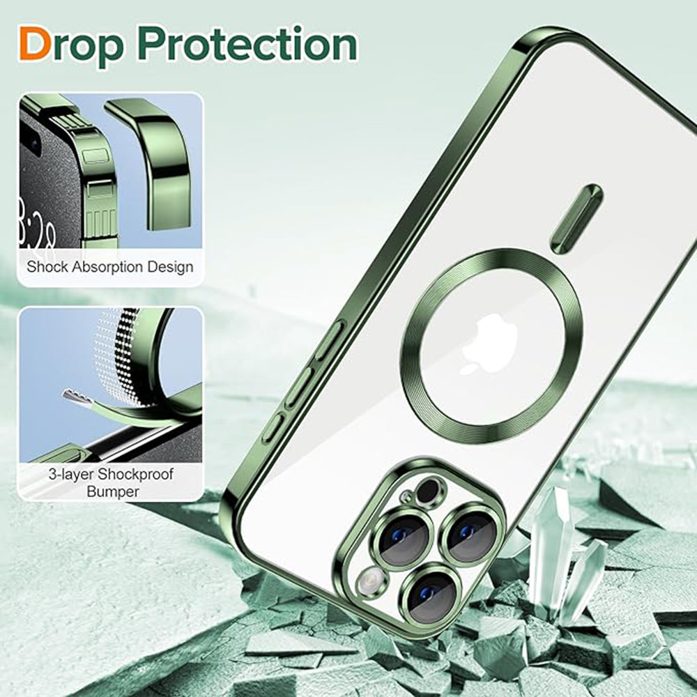 MagSafe-deksel for Apple iPhone 15 Pro, Techsuit, Luxury Crystal, Mørkegrønn