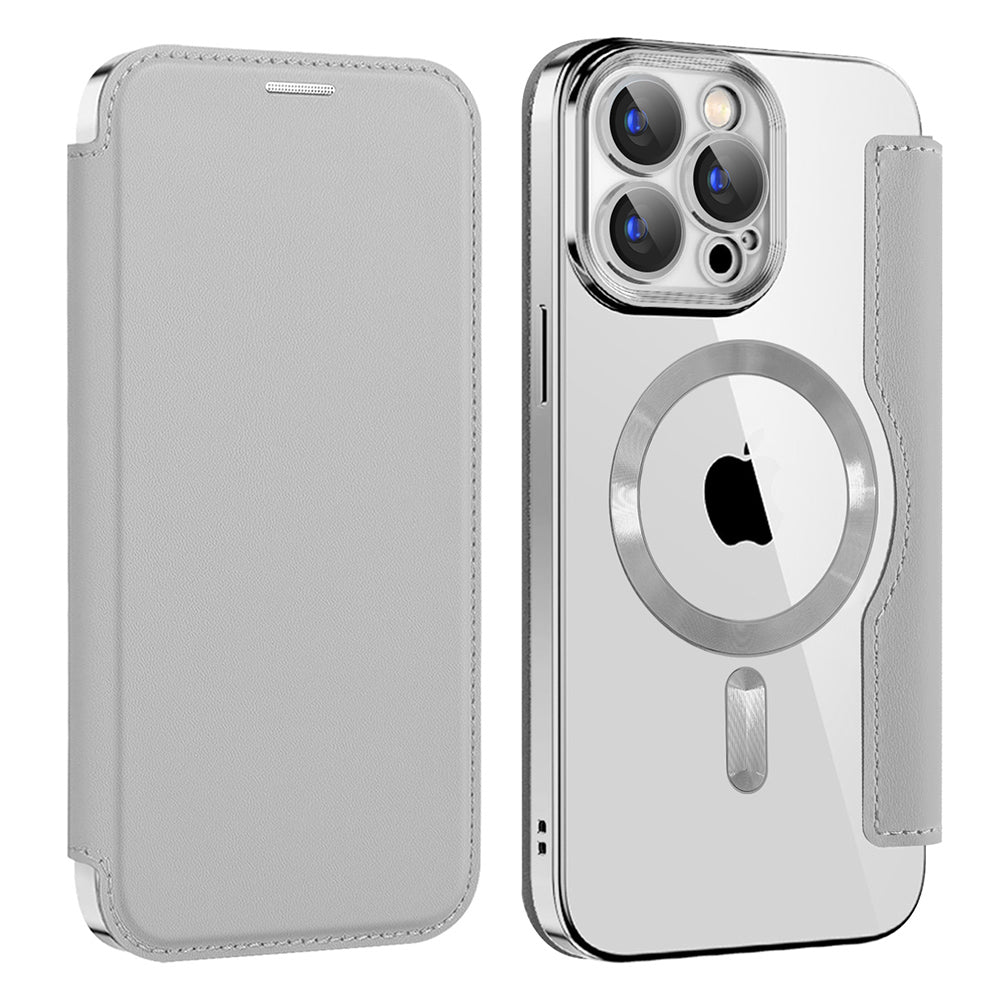 MagSafe-deksel for Apple iPhone 15 Pro, Techsuit, SmartMag Book, Grå