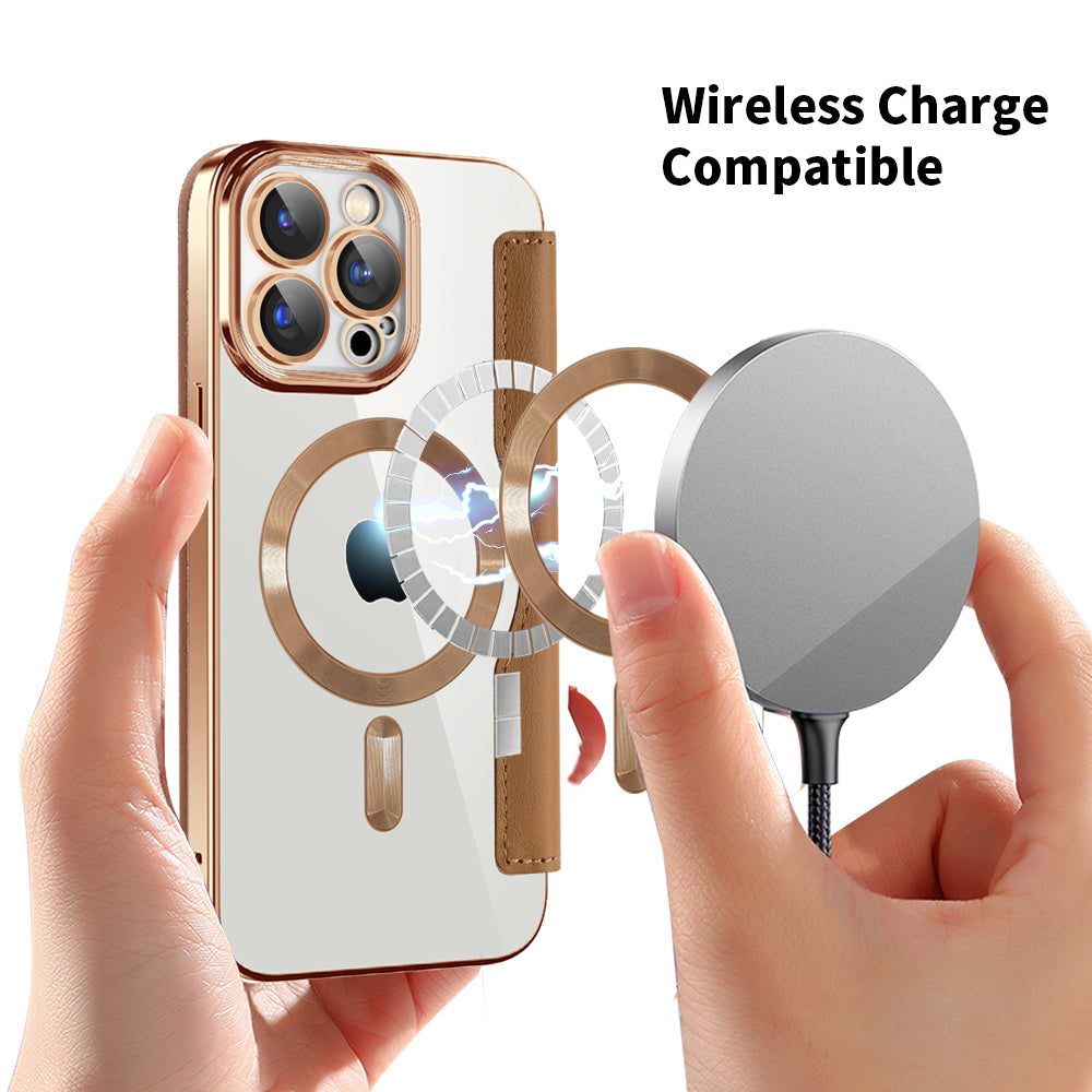 MagSafe-deksel for Apple iPhone 15 Pro, Techsuit, SmartMag Book, Brun