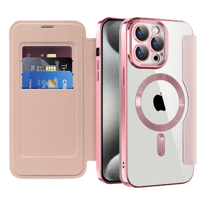 MagSafe-deksel for Apple iPhone 15 Pro, Techsuit, SmartMag Book, Rosa