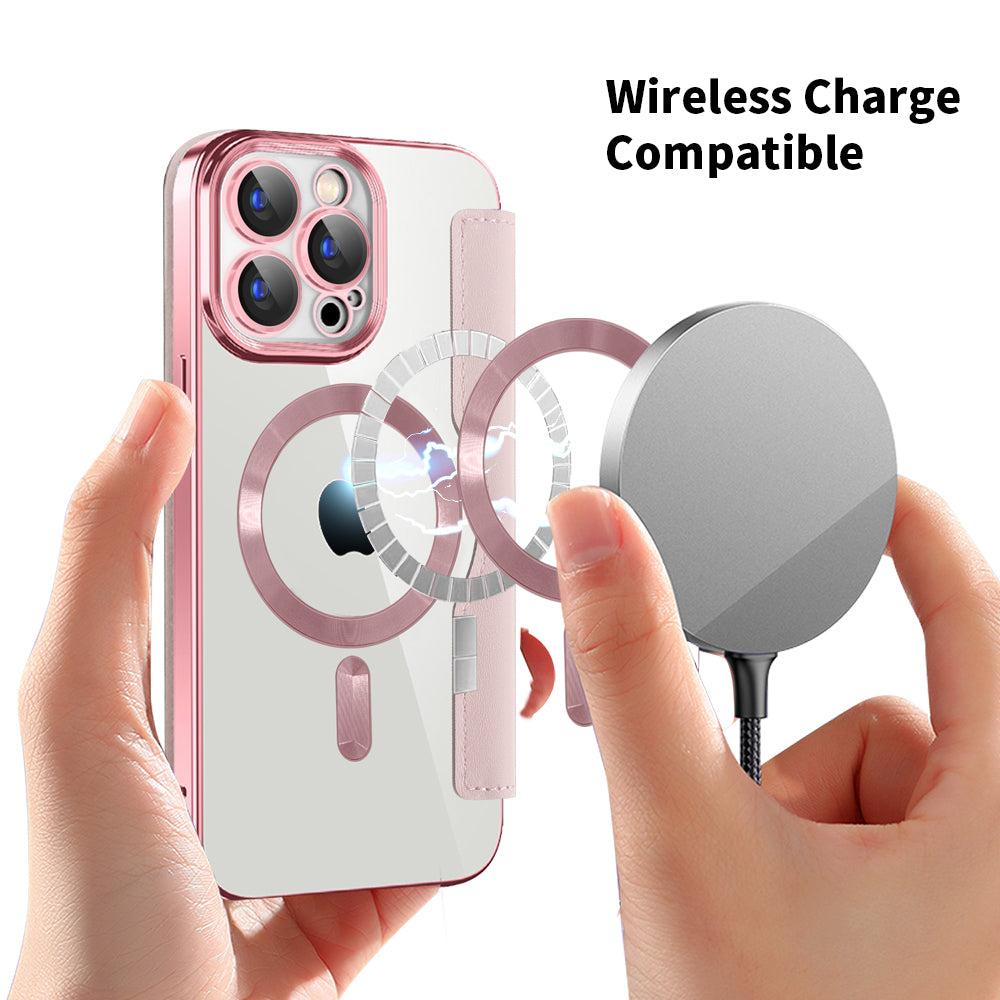 MagSafe-deksel for Apple iPhone 15 Pro, Techsuit, SmartMag Book, Rosa