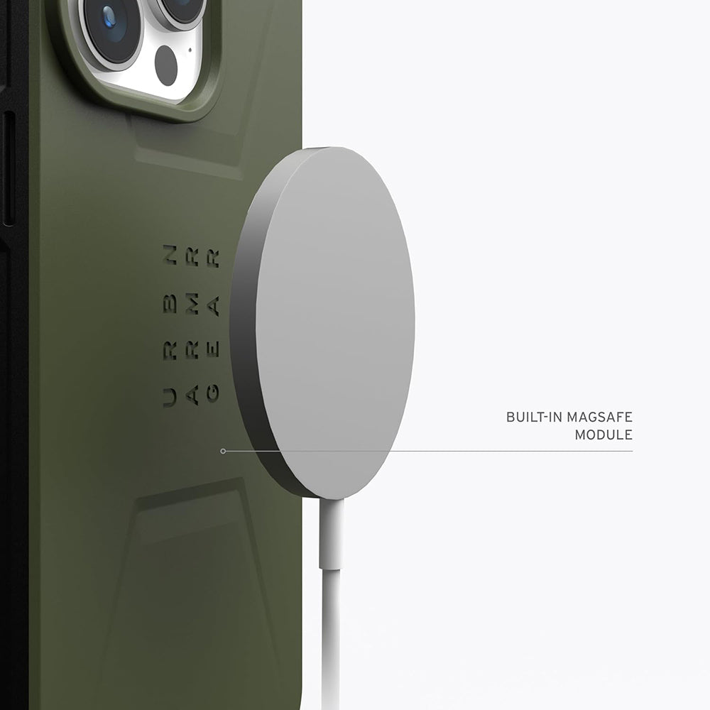 MagSafe-deksel for Apple iPhone 15 Pro, Urban Armor Gear, Civilian, Grønn