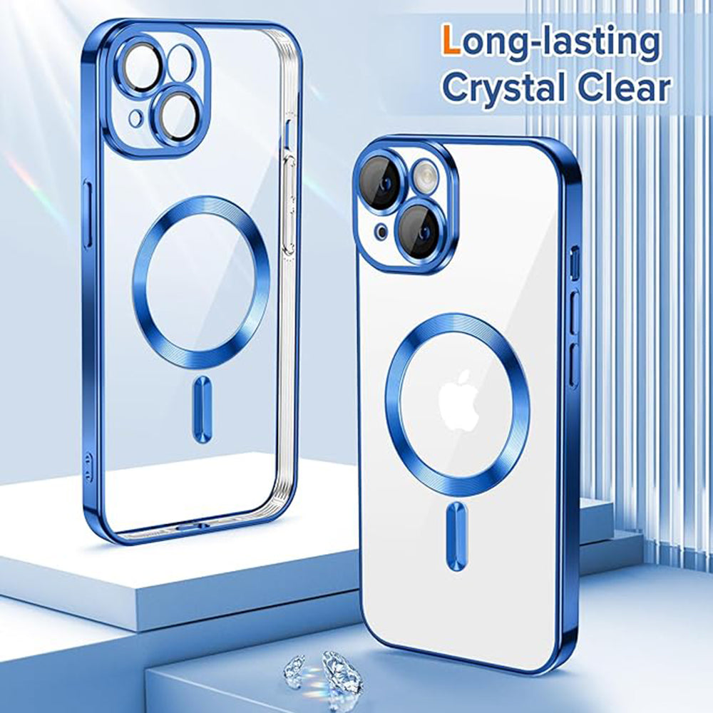 MagSafe-deksel for Apple iPhone 15, Techsuit, Luxury Crystal, Mørk blå