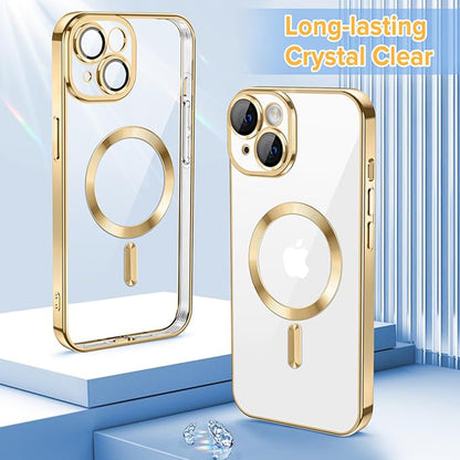 MagSafe-deksel for Apple iPhone 15, Techsuit, Luxury Crystal, Gullfarget