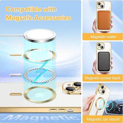 MagSafe-deksel for Apple iPhone 15, Techsuit, Luxury Crystal, Gullfarget