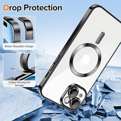 MagSafe-deksel for Apple iPhone 15, Techsuit, Luxury Crystal, Svart