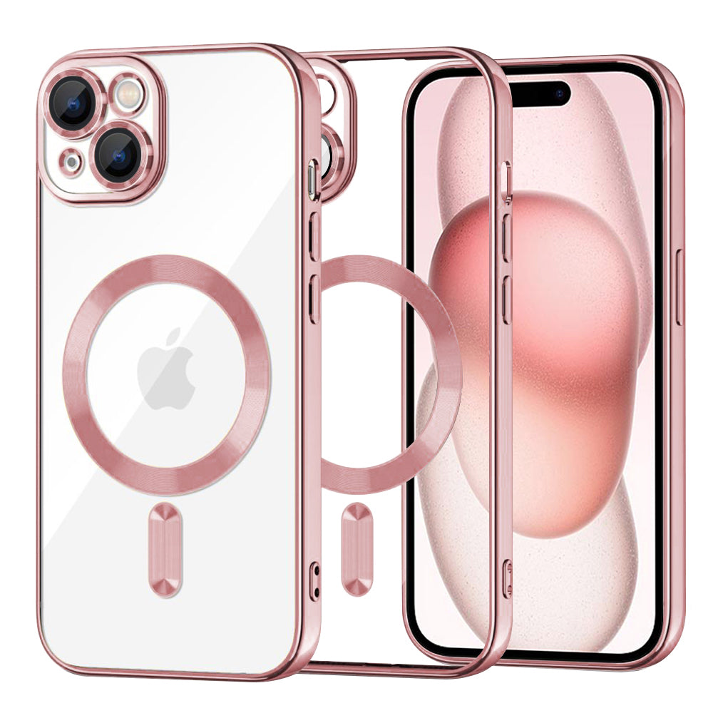 MagSafe-deksel for Apple iPhone 15, Techsuit, Luxury Crystal, Rosa