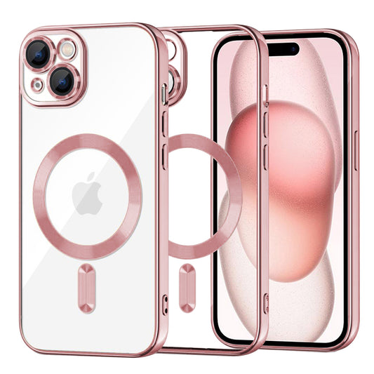 MagSafe-deksel for Apple iPhone 15, Techsuit, Luxury Crystal, Rosa