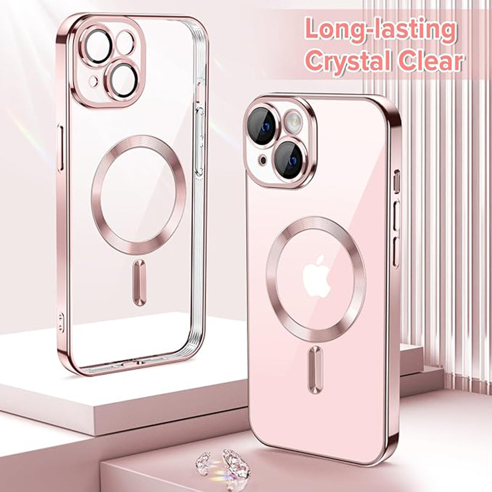 MagSafe-deksel for Apple iPhone 15, Techsuit, Luxury Crystal, Rosa