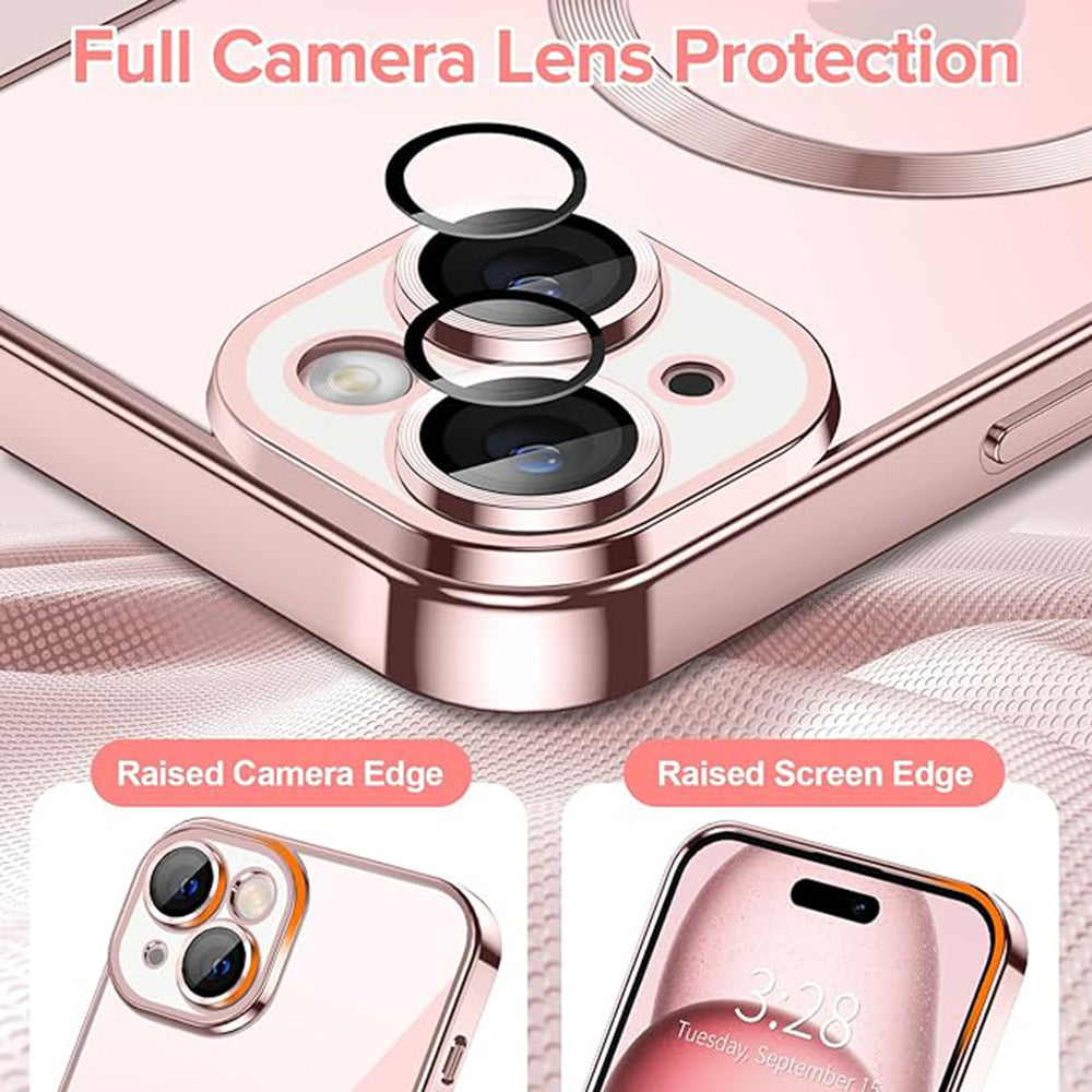MagSafe-deksel for Apple iPhone 15, Techsuit, Luxury Crystal, Rosa