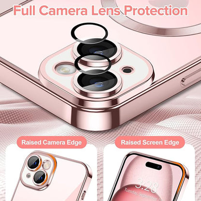 MagSafe-deksel for Apple iPhone 15, Techsuit, Luxury Crystal, Rosa