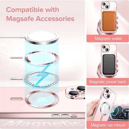 MagSafe-deksel for Apple iPhone 15, Techsuit, Luxury Crystal, Rosa