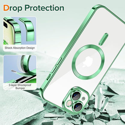MagSafe-deksel for Apple iPhone 15, Techsuit, Luxury Crystal, Lys grønn