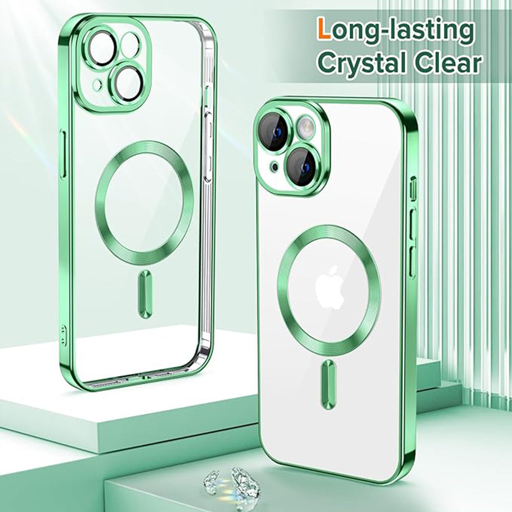 MagSafe-deksel for Apple iPhone 15, Techsuit, Luxury Crystal, Lys grønn