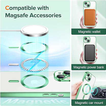 MagSafe-deksel for Apple iPhone 15, Techsuit, Luxury Crystal, Lys grønn
