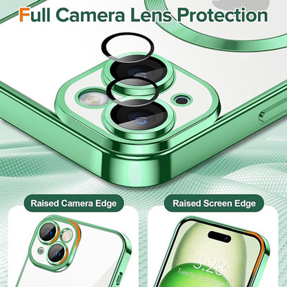 MagSafe-deksel for Apple iPhone 15, Techsuit, Luxury Crystal, Lys grønn
