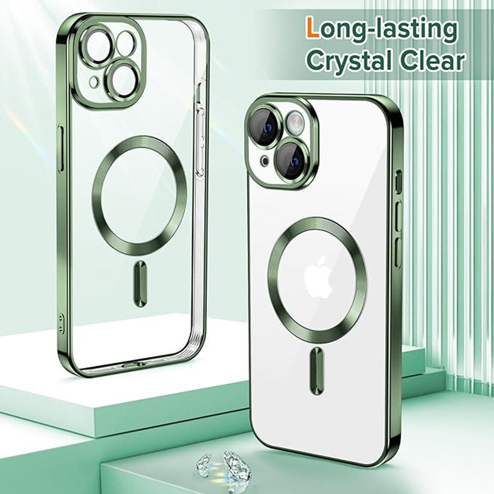 MagSafe-deksel for Apple iPhone 15, Techsuit, Luxury Crystal, Mørkegrønn