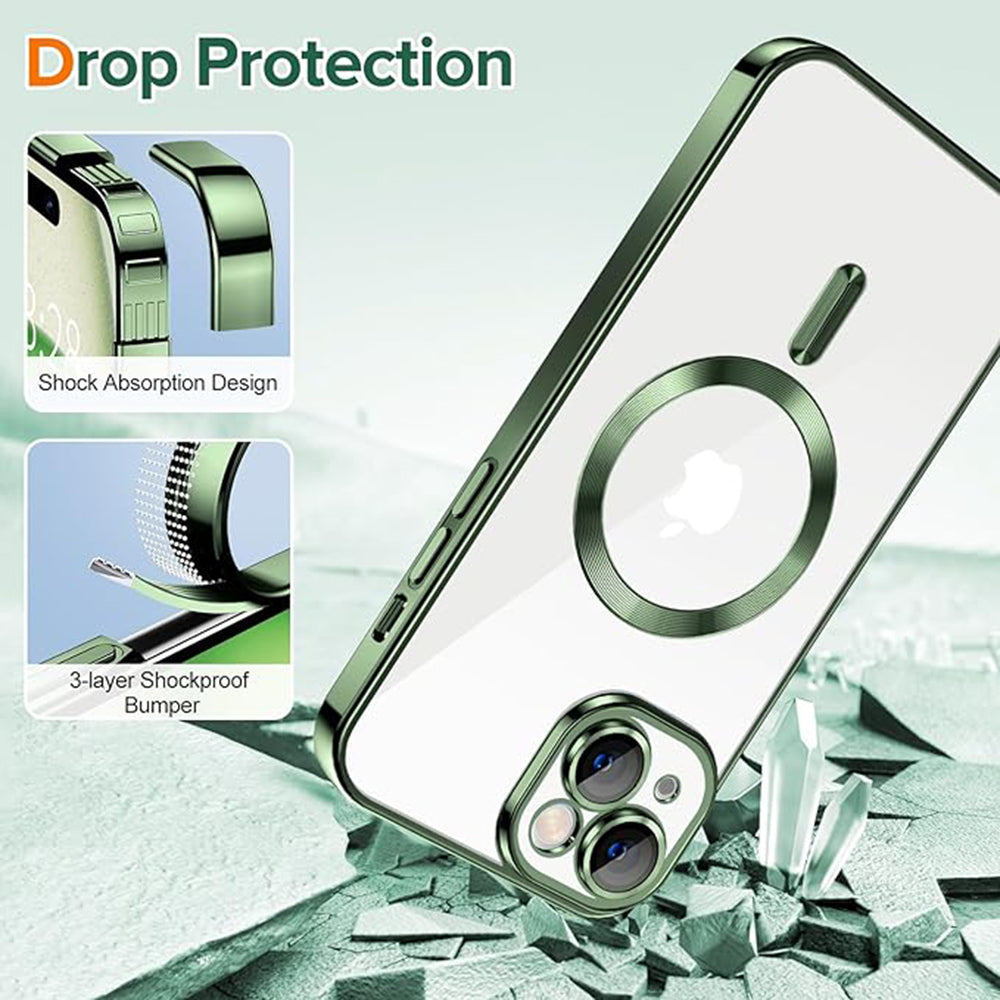MagSafe-deksel for Apple iPhone 15, Techsuit, Luxury Crystal, Mørkegrønn