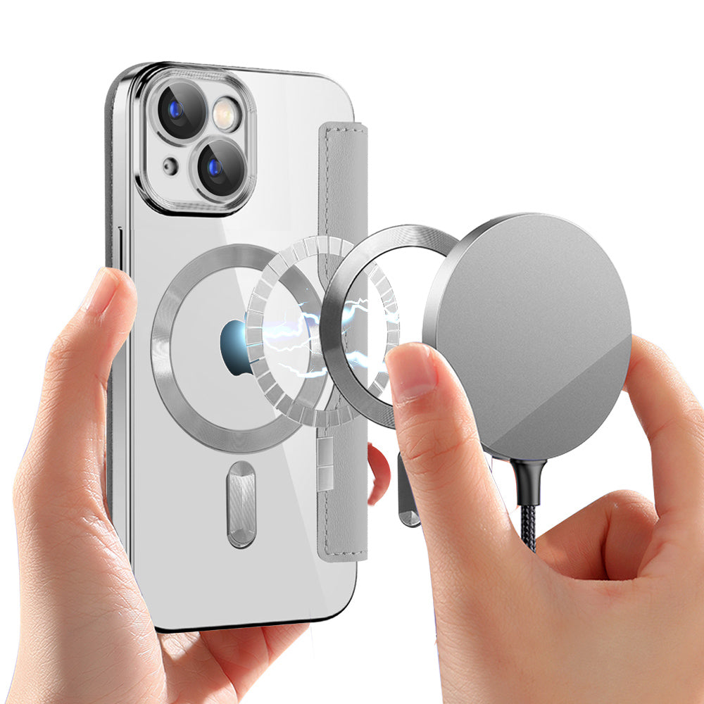 MagSafe-deksel for Apple iPhone 15, Techsuit, SmartMag Book, Grå