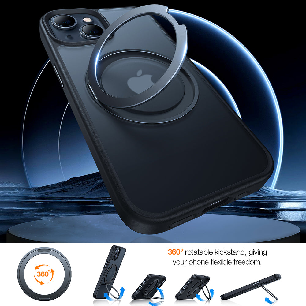 MagSafe-deksel for Apple iPhone 15, Torras, Ostand Pro, Svart
