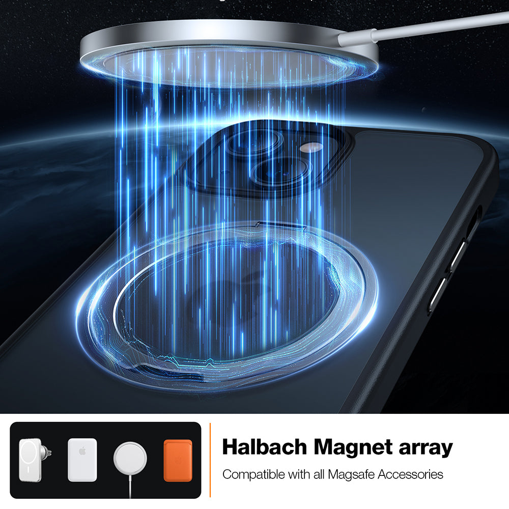 MagSafe-deksel for Apple iPhone 15, Torras, Ostand Pro, Svart