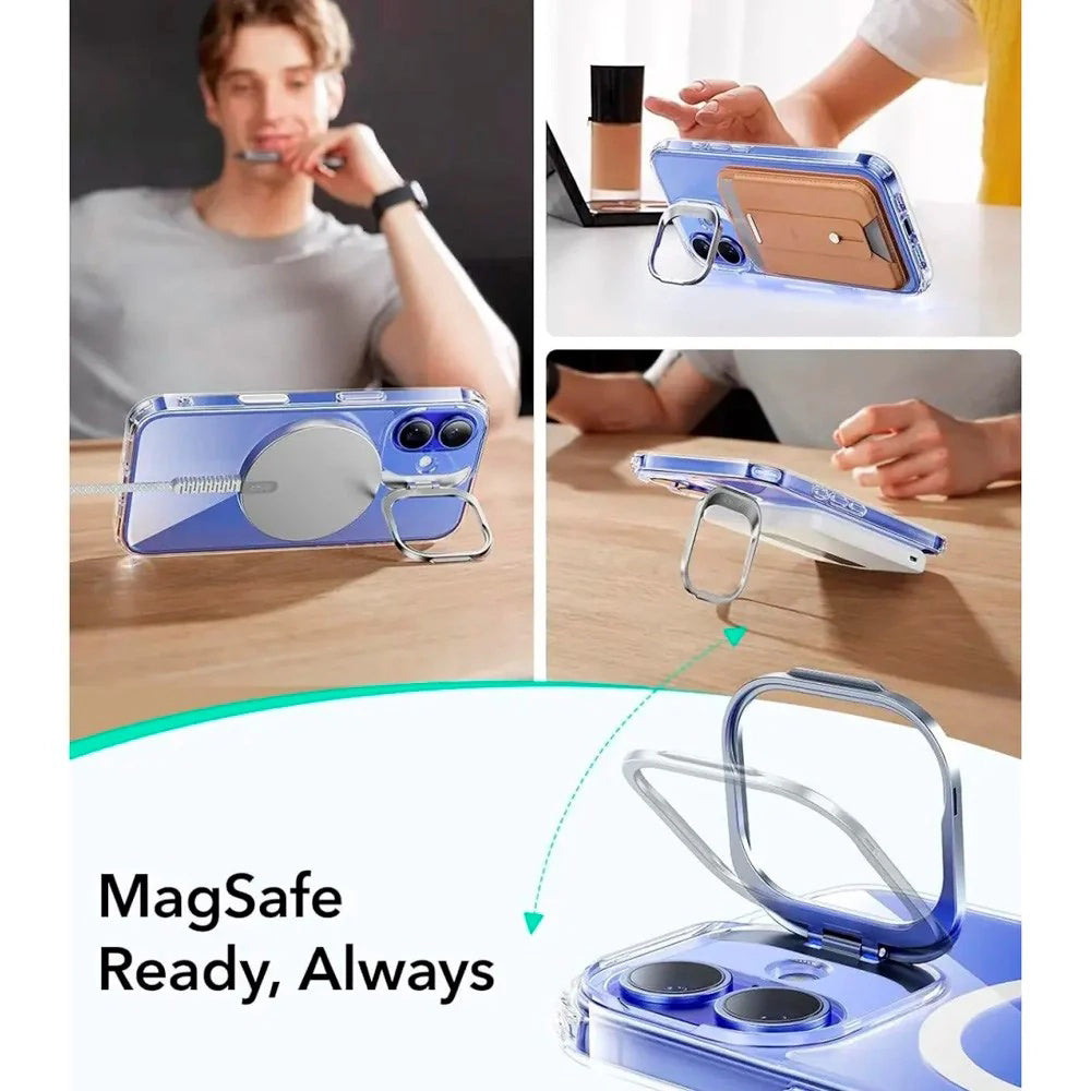 MagSafe-deksel for Apple iPhone 16, ESR, Classic Hybrid Kickstand Slide, Gjennomsiktig