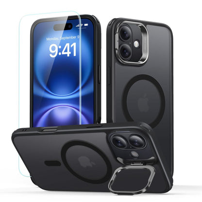MagSafe-deksel for Apple iPhone 16, ESR, Classic Hybrid Kickstand med skjermbeskytter, Satin Sort