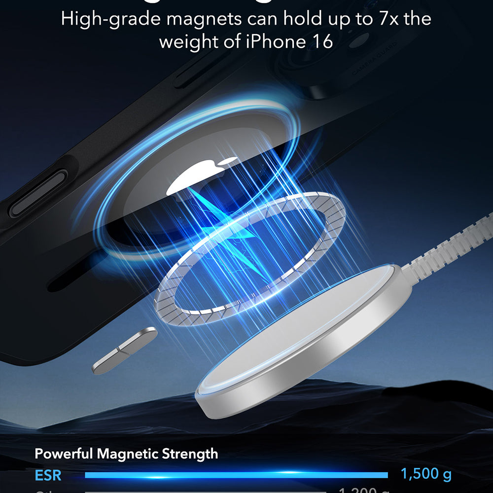 MagSafe-deksel for Apple iPhone 16, ESR, Classic Hybrid, Svart Gjennomsiktig