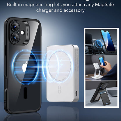 MagSafe-deksel for Apple iPhone 16, ESR, Classic Hybrid, Svart Gjennomsiktig