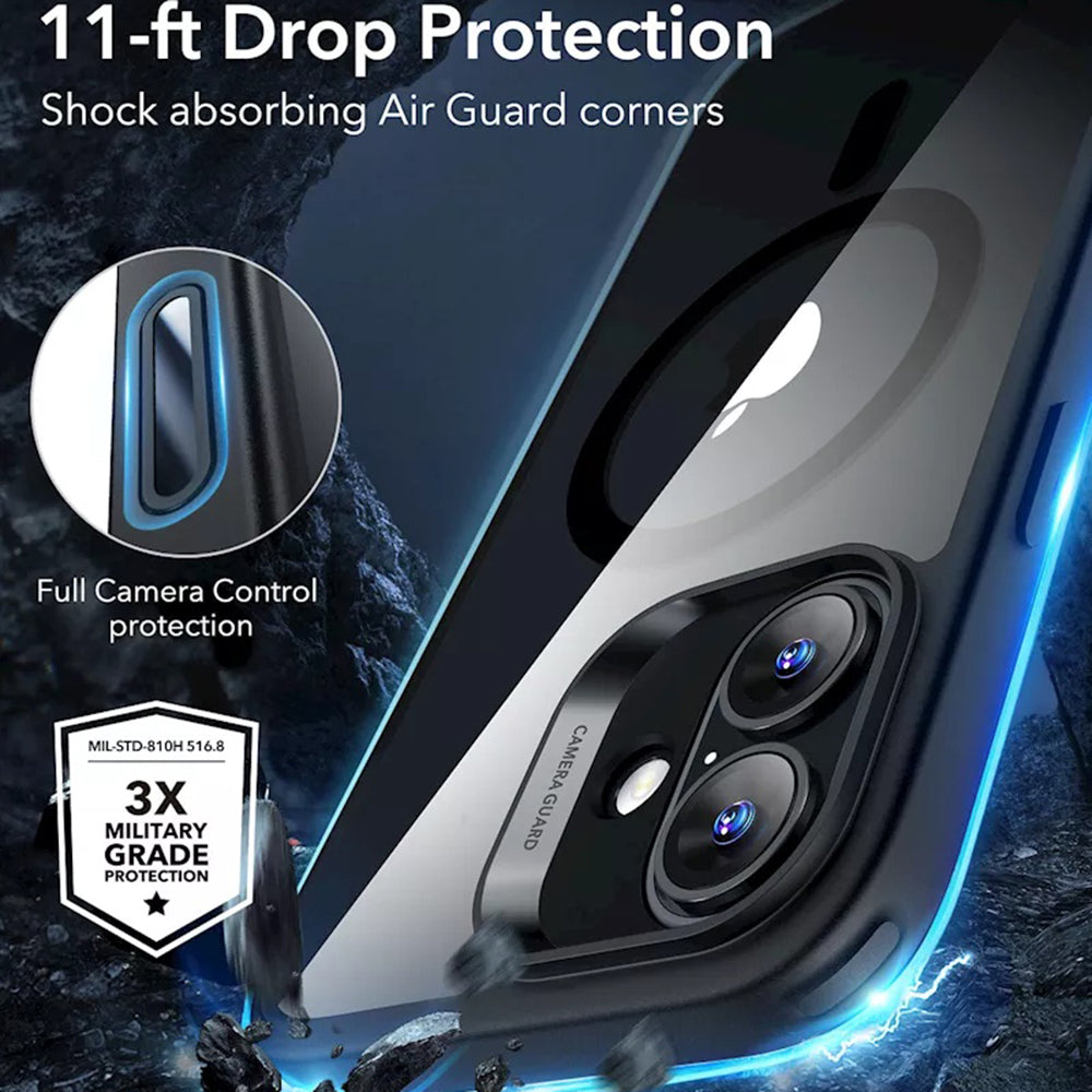 MagSafe-deksel for Apple iPhone 16, ESR, Classic Hybrid Slide, Svart Gjennomsiktig