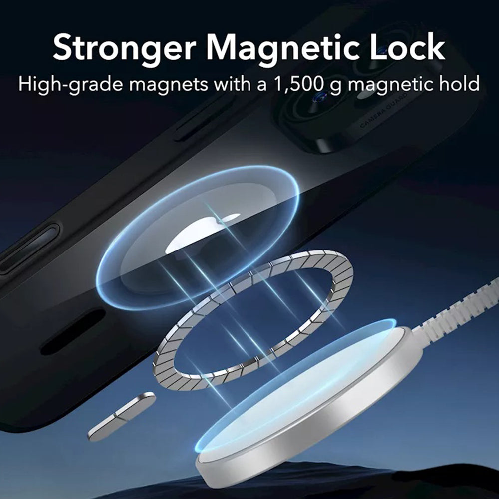 MagSafe-deksel for Apple iPhone 16, ESR, Classic Hybrid Slide, Svart Gjennomsiktig