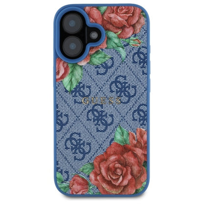 MagSafe-deksel for Apple iPhone 16, Guess, 4G Flowers Print, Blå