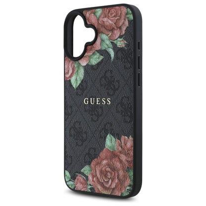 MagSafe-deksel for Apple iPhone 16, Guess, 4G Flowers Print, Svart