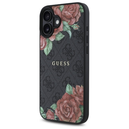 MagSafe-deksel for Apple iPhone 16, Guess, 4G Flowers Print, Svart