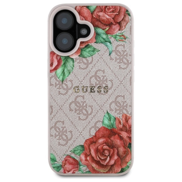 MagSafe-deksel for Apple iPhone 16, Guess, 4G Flowers Print, Rosa