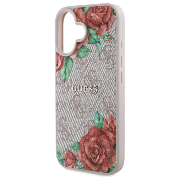 MagSafe-deksel for Apple iPhone 16, Guess, 4G Flowers Print, Rosa