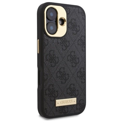 MagSafe-deksel for Apple iPhone 16, Guess, 4G Logo Plate, Svart